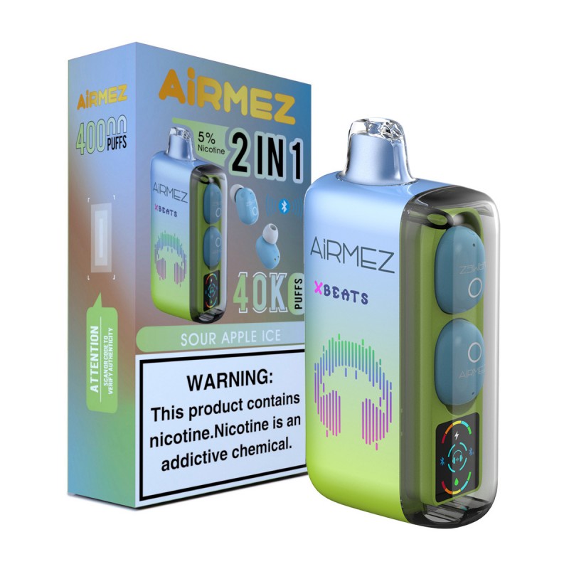Airmez Xbeats 40 000 zaciągnięć, smak kwaśnego jabłka z lodem – 100vaping
