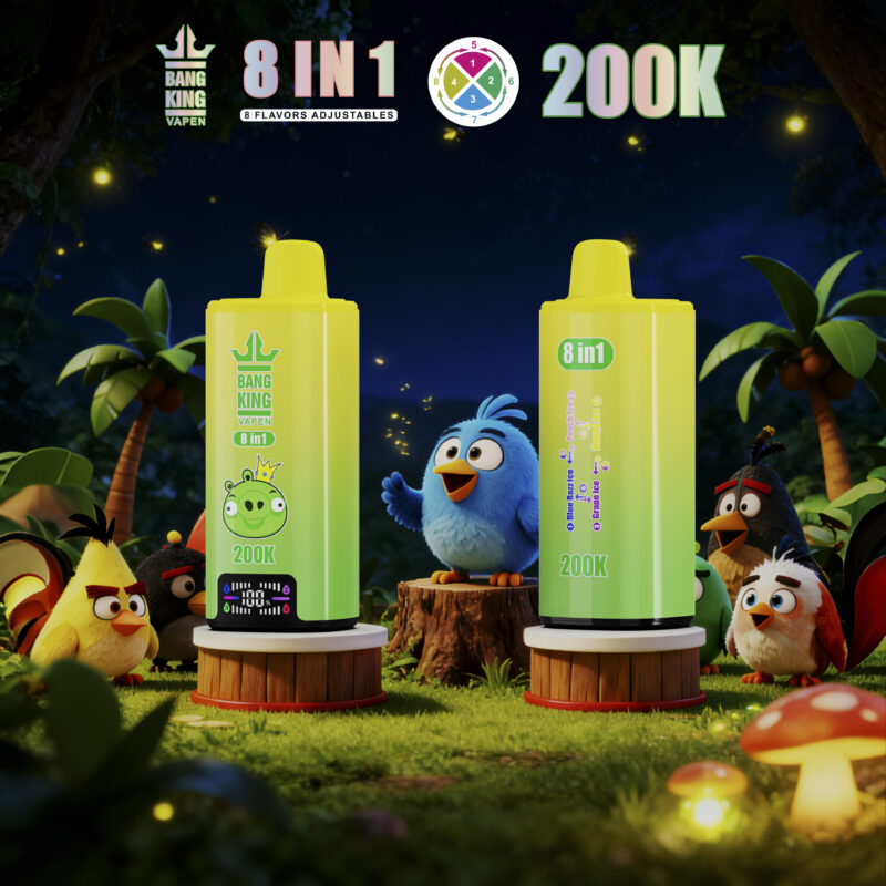 Bang King 200 tys. zaciągnięć, 8 w 1: Blue Razz, Ice Peach, Ice Grape, Ice Mango, Ice Flavor – 100vaping