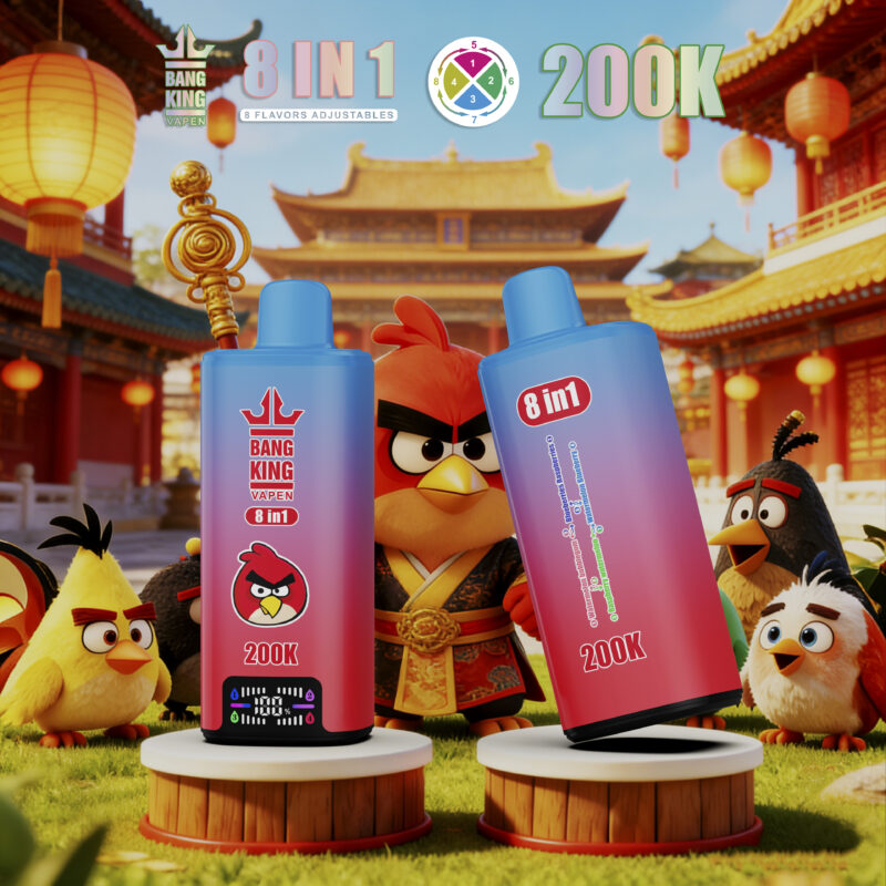 Bang King 200 tys. zaciągnięć 8 w 1: kiwi, marakuja, guawa, żelki, tęczowe cukierki, wata cukrowa – 100vaping