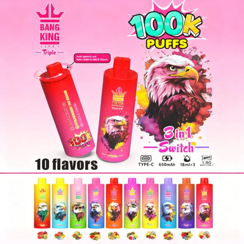 Główne zdjęcie produktu: Bang King Triple 100K Puffs – jednorazowy vaporizer 3 w 1 – 100vaping