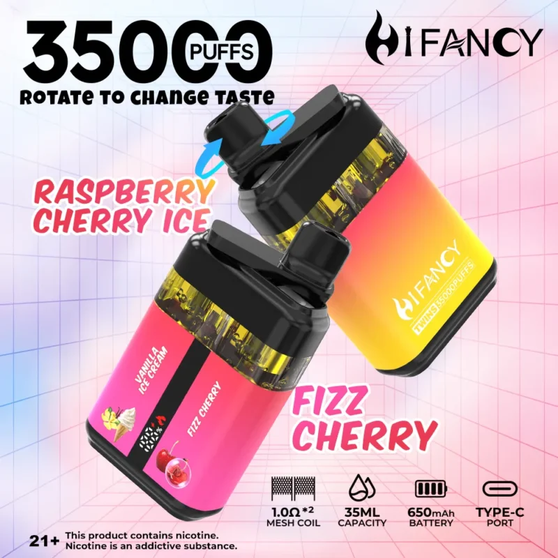 HIFANCY TWINS 35 000 zaciągnięć – zestaw ekspozycyjny z 2 jednorazowymi e-papierosami – 100vaping
