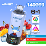 Airmez FOX 6 w 1, 140 tys. zaciągnięć, smak nr 8 – Love 66, truskawka z kiwi, brzoskwinia z mango
