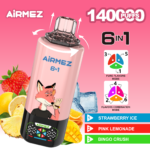 Airmez FOX 6 w 1, 140 tys. zaciągnięć, smak nr 9 – truskawka i arbuz, potrójny melon, Blue Razz Ice