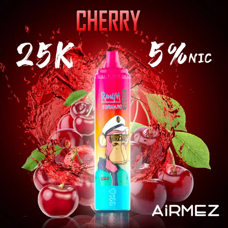 Airmez Tornado 25 000 zaciągnięć o smaku wiśniowym – jednorazowy vape 100vaping