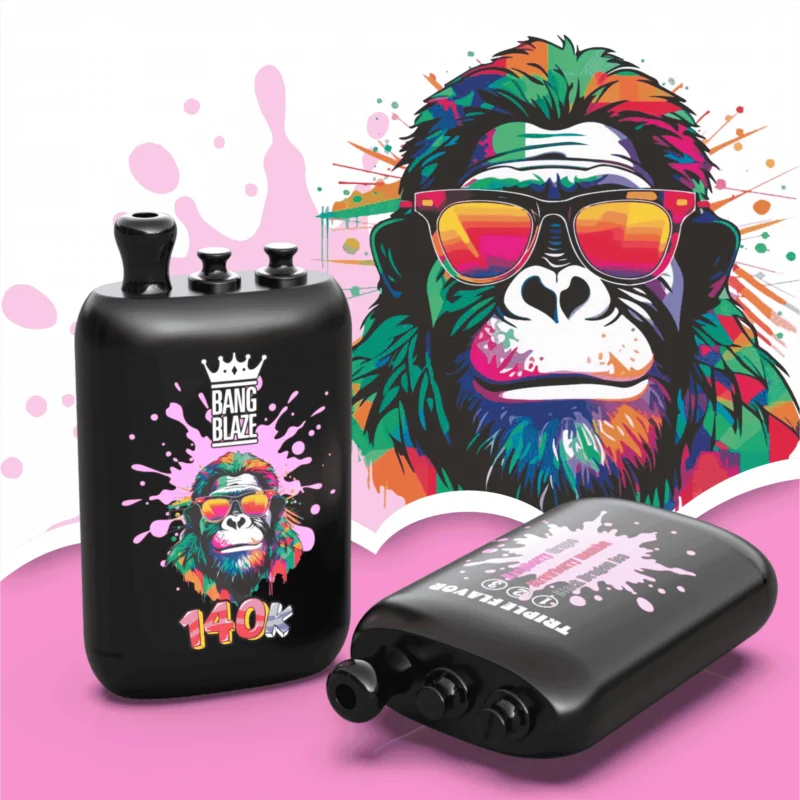 Bang Blaze – jednorazowy vape 140 000 zaciągnięć, 3 w 1, o smakach Black Dragon, Ice, Strawberry Mamba, Raspberry i Grape – 100vaping
