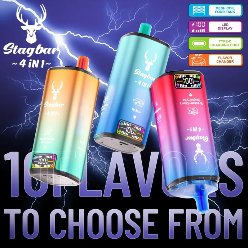 Jednorazowy vaporizer Stag Bar 4 w 1, 80 000 zaciągnięć – 100vaping