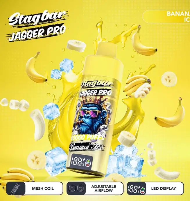 Jednorazowy vape Stagbar Jagger Pro 40 000 zaciągnięć o smaku Banana Ice – 100vaping