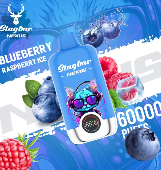 Jednorazowy vaporizer Stagbar Nexus 60K Puffs o smaku jagodowo-malinowym z nutą lodową – 100vaping