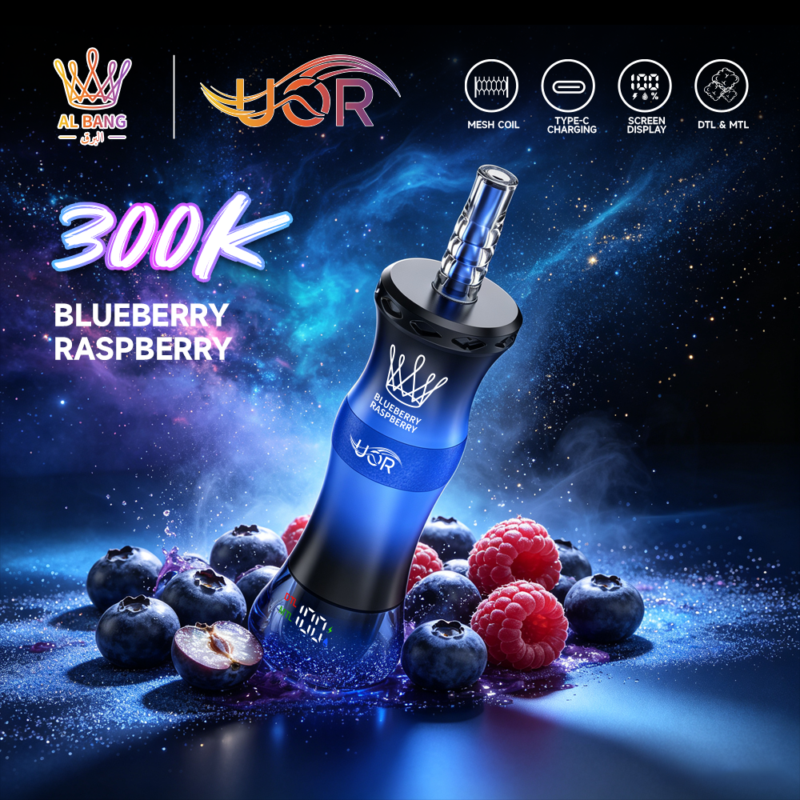 UOR AL BANG 300K Puffs Shisha Blueberry Raspberry Flavor Disposable Vape - 100vaping