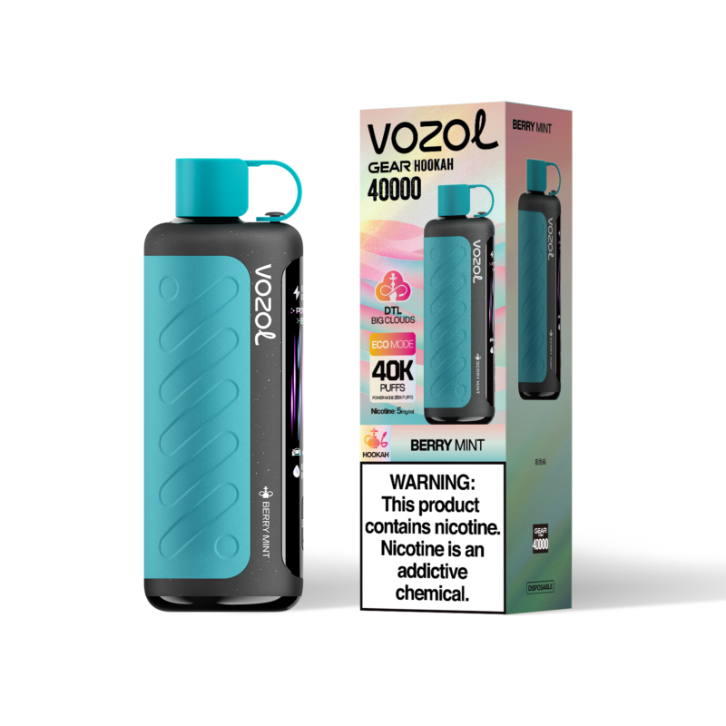 VOZOL Gear Hookah – jednorazowy vaporizer o smaku jagodowo-miętowym, 40 000 zaciągnięć – 100vaping