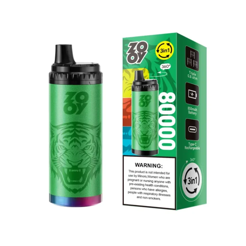 Jednorazowy vaporizer ZOOY King Triple 80K Puffs w kolorze zielonym – 100vaping