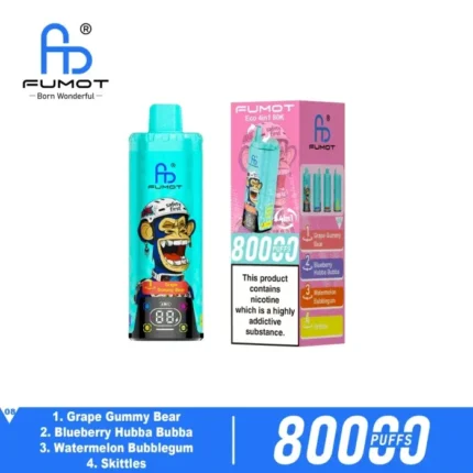 FUMOT ECO 4in1 80K Puffs Grape Gummy Bear Blueberry Hubba Bubba Watermelon Bubblegum Skittles Flavor Disposable Vape - 100vaping