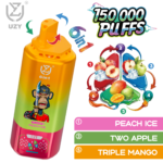 UZY 6 IN 1 150000 Puffs Disposable Vape flavors: 9.Peach Ice, Two Apple and Triple Mango