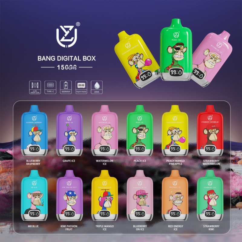 Jednorazowy vape UZY Bang Digital 15 000 zaciągnięć – wszystkie smaki