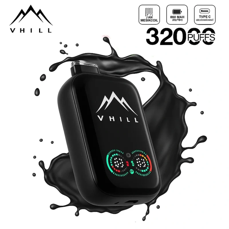 VHILL 32K zaciągnięć – jednorazowy vape z pełnym ekranem i aromatem „Black Dragon Blood”