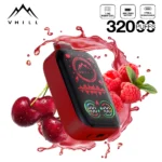 VHILL 32K zaciągnięć – jednorazowy vape z aromatem wiśniowo-malinowym z efektem lodowym i trybem pełnoekranowym