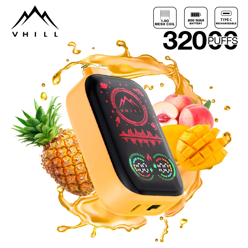 vhill-pełny-ekran-32k-zaciągnięć-smak-mango-feast VHILL 32K zaciągnięć – jednorazowy vape z pełnoekranowym motywem „Mango Feast”